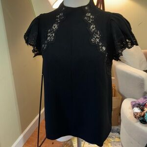 Black lace zip top